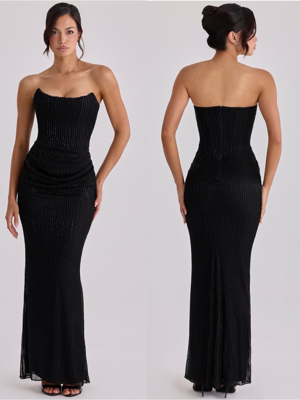 House of CB Alicia Black hand beaded embellished  maxi dress size M - Picture 3 of 13